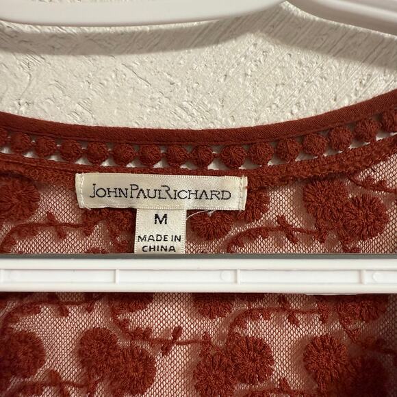 John Paul Richard Women’s Size Medium Rust Long Sleeve Blouse Shirt Top - Picture 4 of 5